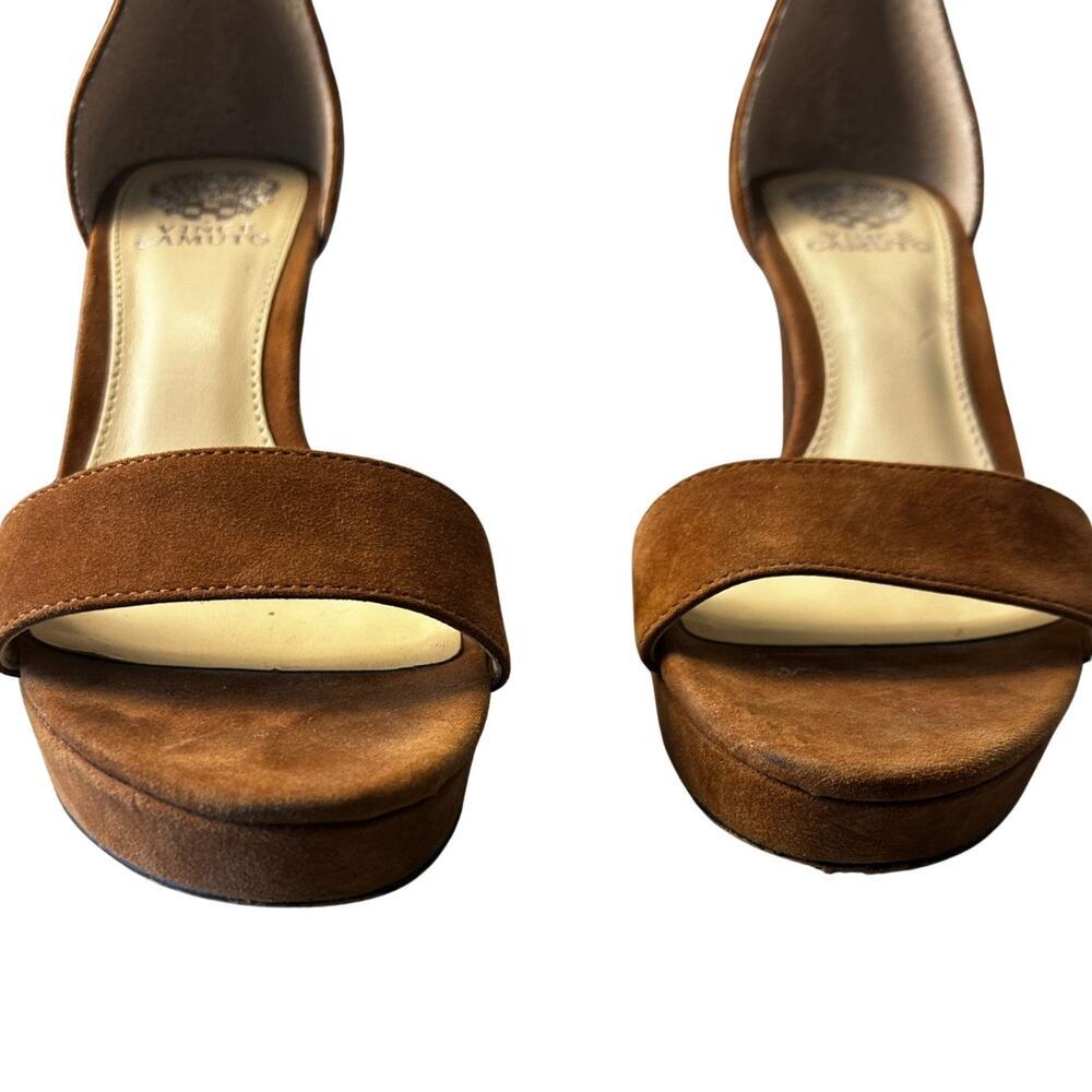 Vince Camuto Suede Block Heel Sandals Brown Ankle Strap Womens Size 9.5 - Picture 11 of 14